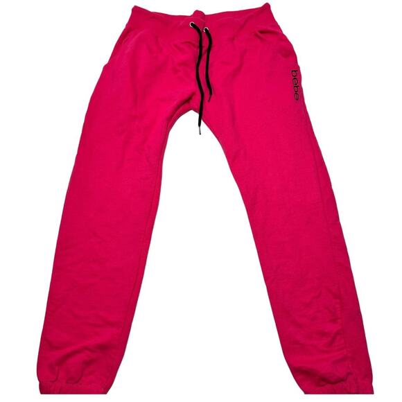 Women’s BeBe Hot Pink Size Large Vintage SweatPants Stretchy WaistBand - Picture 2 of 5